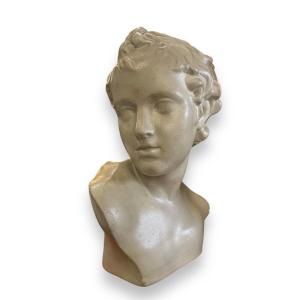 Enamelled Terracotta Bust Of Eros