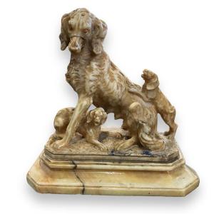 Dog In Stone Of Alabaster 19th Century