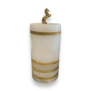 Smoking Kit In White Marble And Golden Brass In The Taste Of Jansen