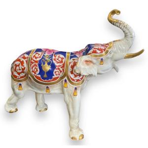 Polychrome Porcelain Elephant From Capodimonte