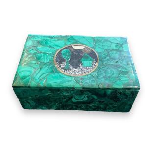 Malachite Box And Stone Marquetry Box