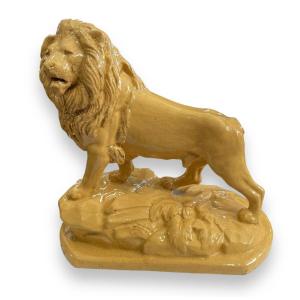 Yellow Cracked Earthenware Lion