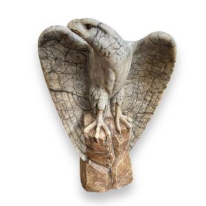 Important Eagle Sculpture In Marble And Agate