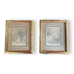 Pair Of Drawings Attributed To Théophile Fragonard