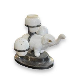Salt Shaker Elephant Carrier In Saleron And Mustard Porcelain
