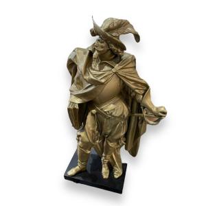 Importante Statue De Mousquetaire Gentilhomme