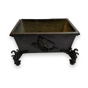Jardinière En Bronze Chine Indochine XIXeme Décor Au Dragon Et à La Tortue