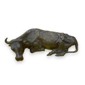 Vache Assise En Bronze époque XIXeme