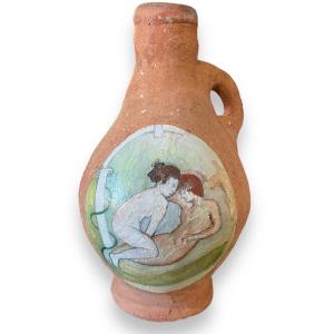 Curiosa Erotica Large Glazed Terracotta With Erotic Decor