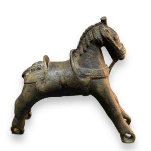 Jouet De Temple Cheval En Bronze Inde XIXeme
