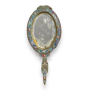 Facing Hand Mirror In Cloisonné Enamels Napoleon III Period