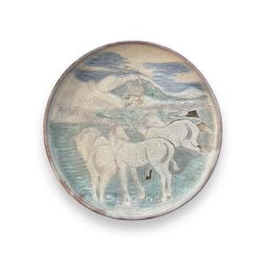 Mythological Horses Ceramic Plate By Phil Poole
