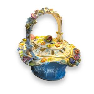 Panier fleuri Brûle Parfum  Potpourri En Porcelaine de Paris