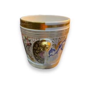 Cache Pot En Porcelaine De Paris à Deux Motifs époque Napoleon III