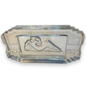 Art Deco Ashtray In Pressed Molded Glass In The Taste Of Lalique