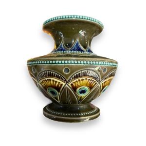 Small Art Deco Earthenware Vase From Sarreguemines