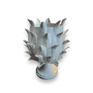 Jean Roger Important Stylized Pineapple Baluster Vase In Ceramic