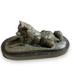 Sculpture De Chien En Bronze Signé E. Frémiet XIXeme