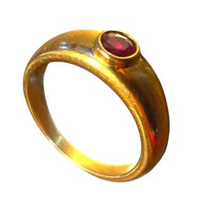 Yellow Gold And Ruby Solitaire Ring