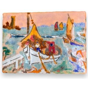 Enamel On Copper Boats In Port After André Derain