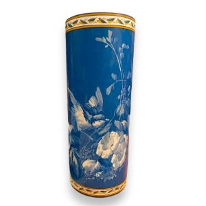 Creil Montereau Roller Vase With Trendy Bird Decor
