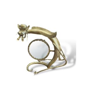Miroir Moderniste Chimère Dragon En Métal Doré