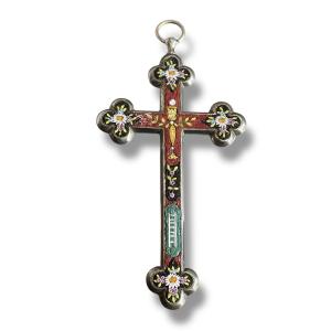 Silver-plated Bronze Micromosaic Cross