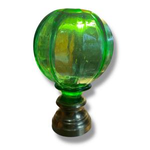 Boule d'Escalier En Verre Soufflé Vert