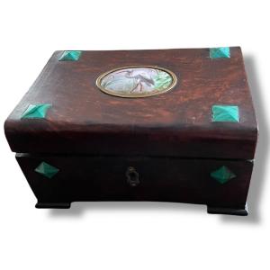 Malachite Wood And Porcelain Jewelry Box, 1900
