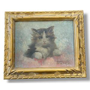 Le Chat Ecole début XXeme huile sur toile