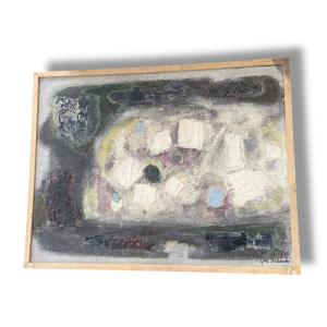 Jun Dobashi Composition Landscape Oil On Canvas 1957