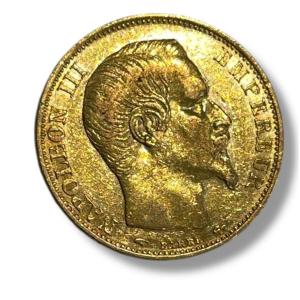 20 Franc Gold Coin Napoleon III Bareheaded 1859