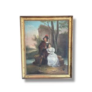 Scène galante importante huile sur toile XIX eme
