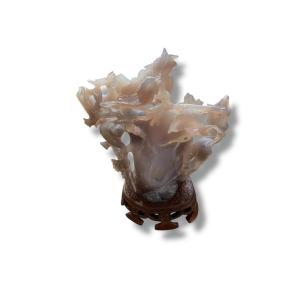 China Large Group Of Birds And Fish In Chalcedony Agate 