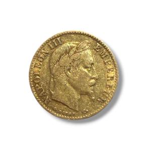 Gold 10 Franc Coin Napoleon III Laureate Head 1866