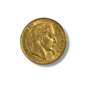 Pièce or 20 francs Napoléon III Laurée 1870