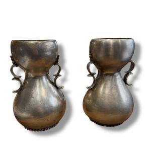 Pair Of Solid Silver Carriage Vases