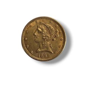 Pièce 5 dollars or Liberty 1899