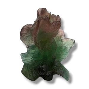 Daum France Snail Candlestick In Pâte De Verre