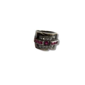 Bague art deco tank argent