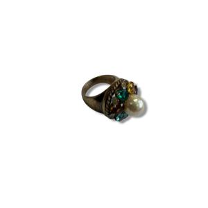 Bague or et argent perle et pierres