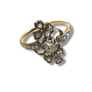 Bague XIXeme or jaune et diamants 