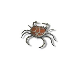 Crab Made Of Solid Silver And Semi-precious Stone