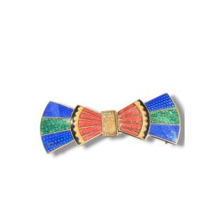 Boucle art deco émaillée dans le goût de Lucien Hirtz