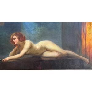Femme nue allongée immense tableau XXeme