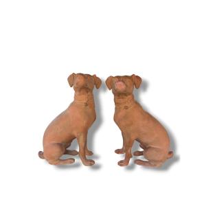 Pair Of Large Decorative Terracotta Dogs