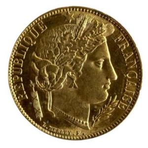 Pièce 20  Francs or Cérès 1850