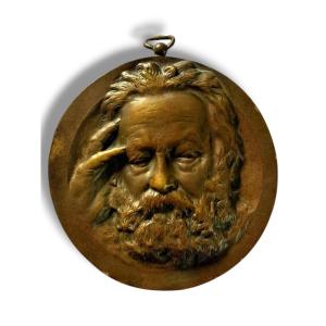 René Rozet: Large Bronze Medallion Of Victor Hugo