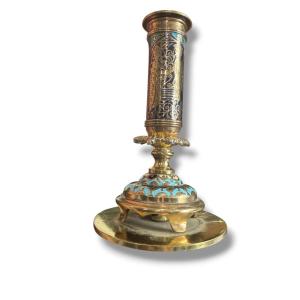 Rare bougeoir de mariage émaillé