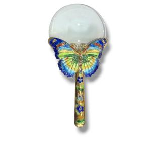 Chine Loupe émaux cloisonnés motifs papillons